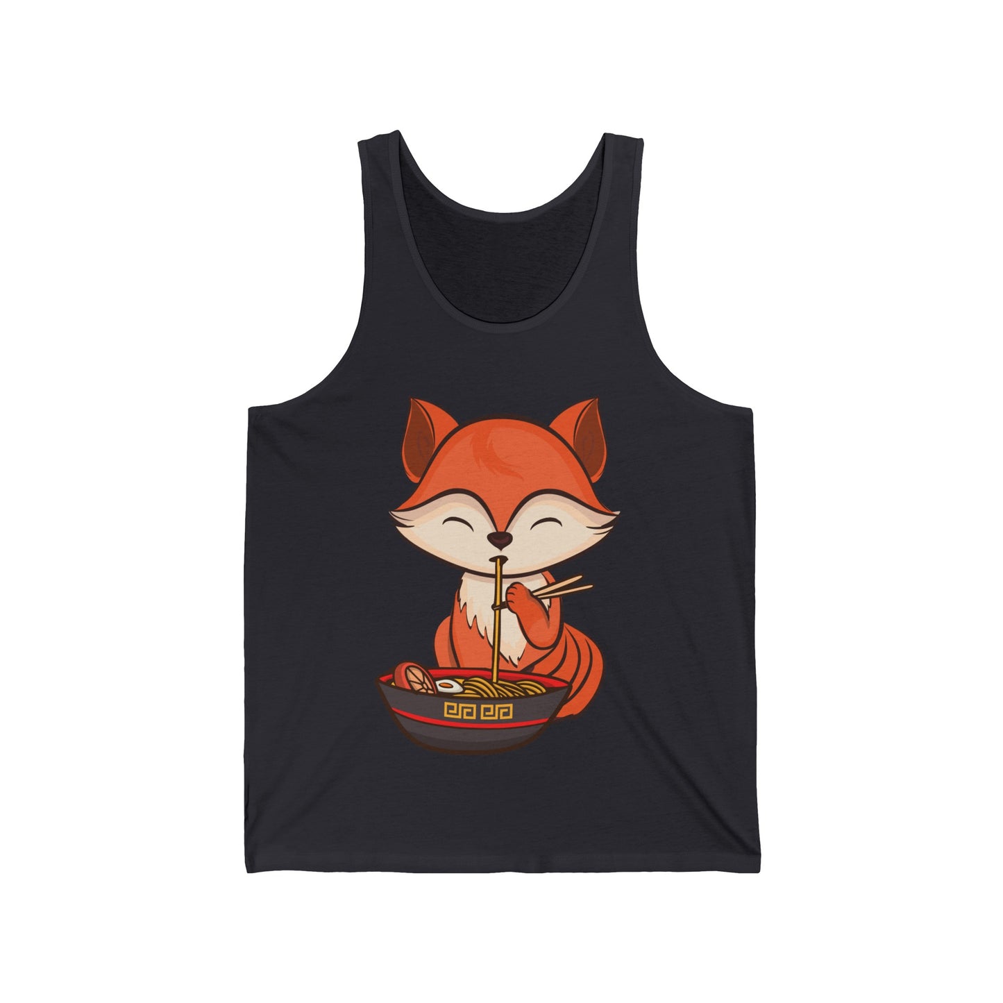 Fox Eating Ramen Kawaii Tee Japanese Cute Lovely Tank Top Men Women