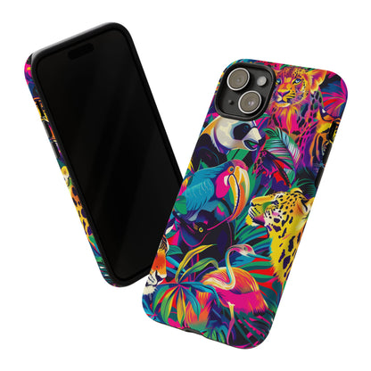 Animal Collage Pattern iPhone 13 14 15 16 Pro Max Plus Case Wireless Charging Compatible Tough Cases Protection, Magnetic Phone Case for iPhone Classic Series