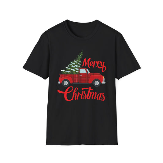 Merry Christmas Buffalo Plaid Red Truck Tree Xmas T-Shirt Men Women