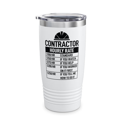 Funny Contractor Hourly Rate Price Chart Contractor Sarcastic Gift Tumbler