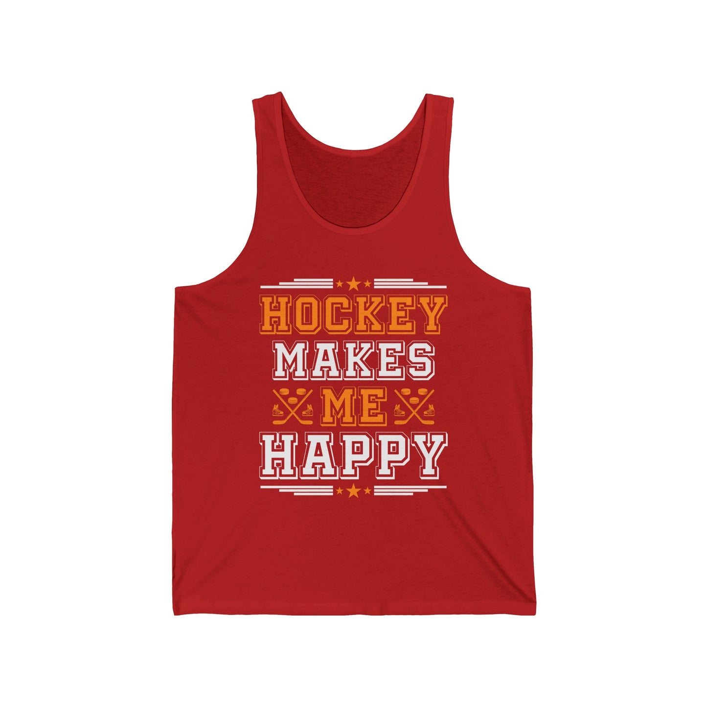 Hockey Makes Me Happy Funny Ice Hockey Fan Tank Top For Men Women Tank Top