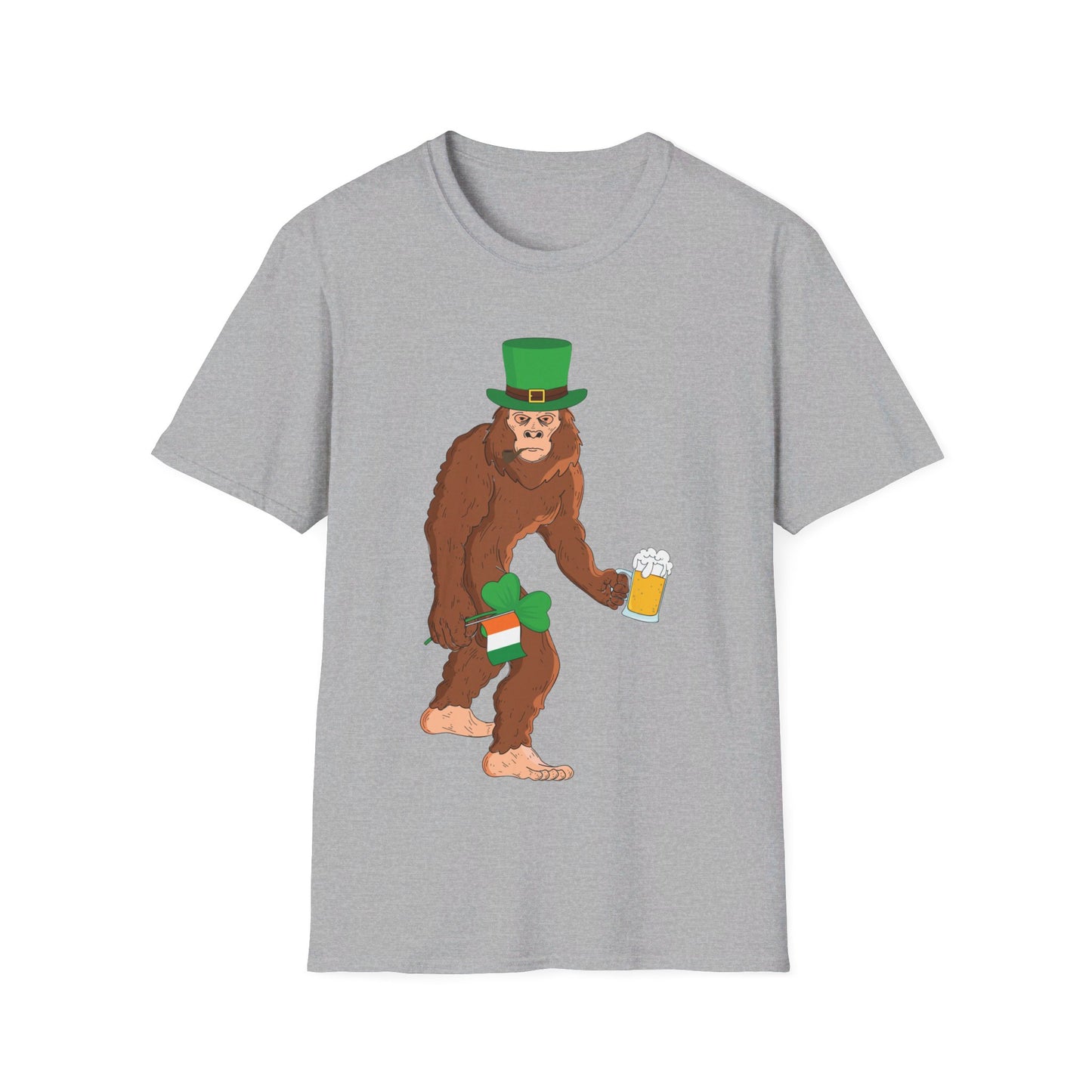 Funny Leprechaun Bigfoot St Patricks Day Sasquatch Irish Flag T-Shirt For Men Women T-Shirt