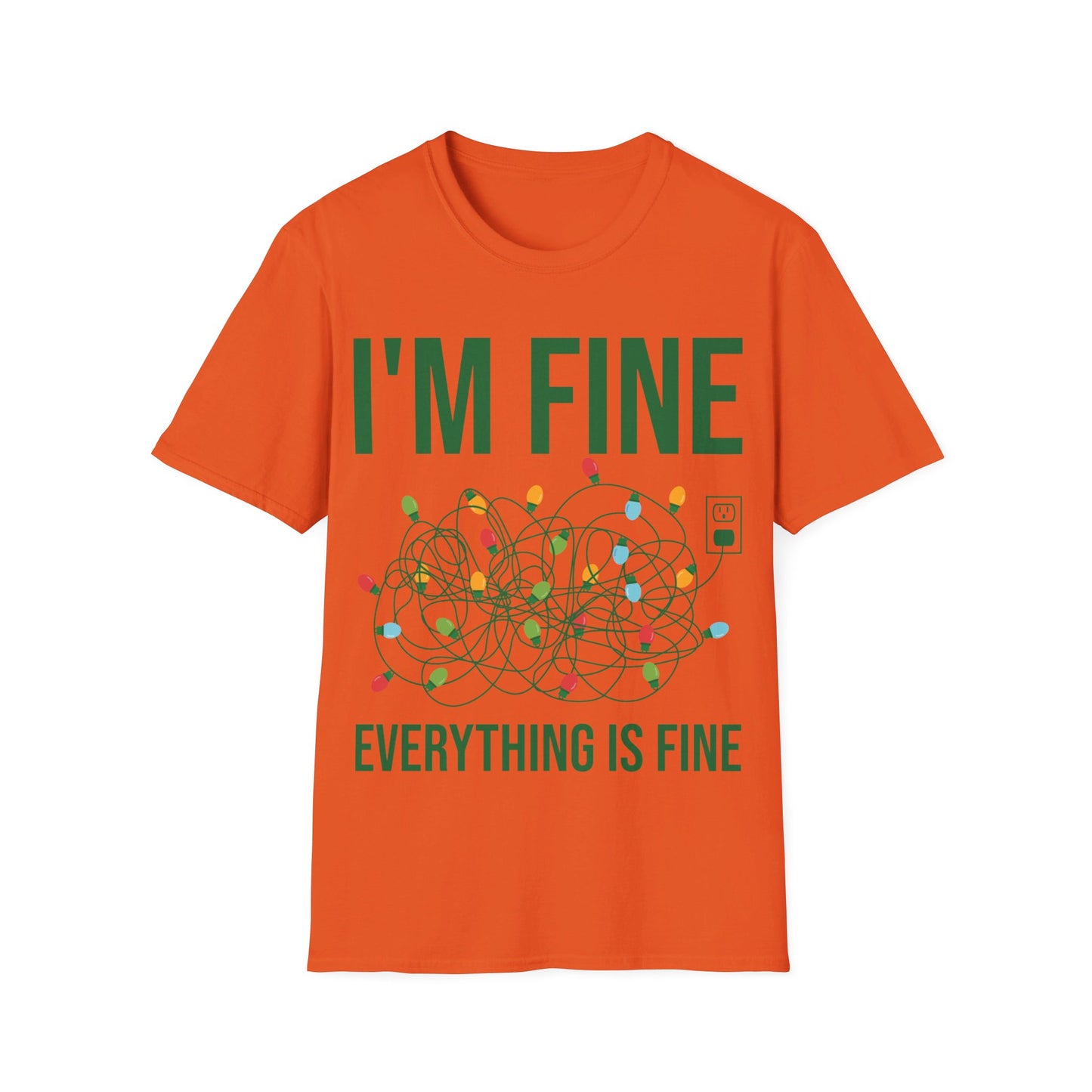 Funny I'm Fine Everything Is Fine Christmas Lights Xmas T-Shirt Men Women