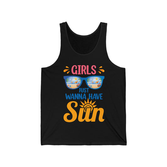 Funny Summer Girls Just Wanna Have Sun Beach Vacation Tank Top For Women