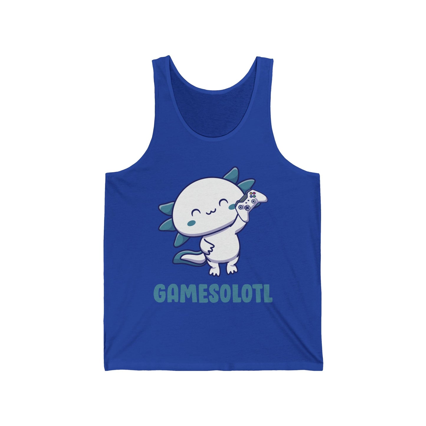 Funny Gamesolotl Gamer Axolotl Fish Playing Video Games Lizard Gaming Tank Top Men Women