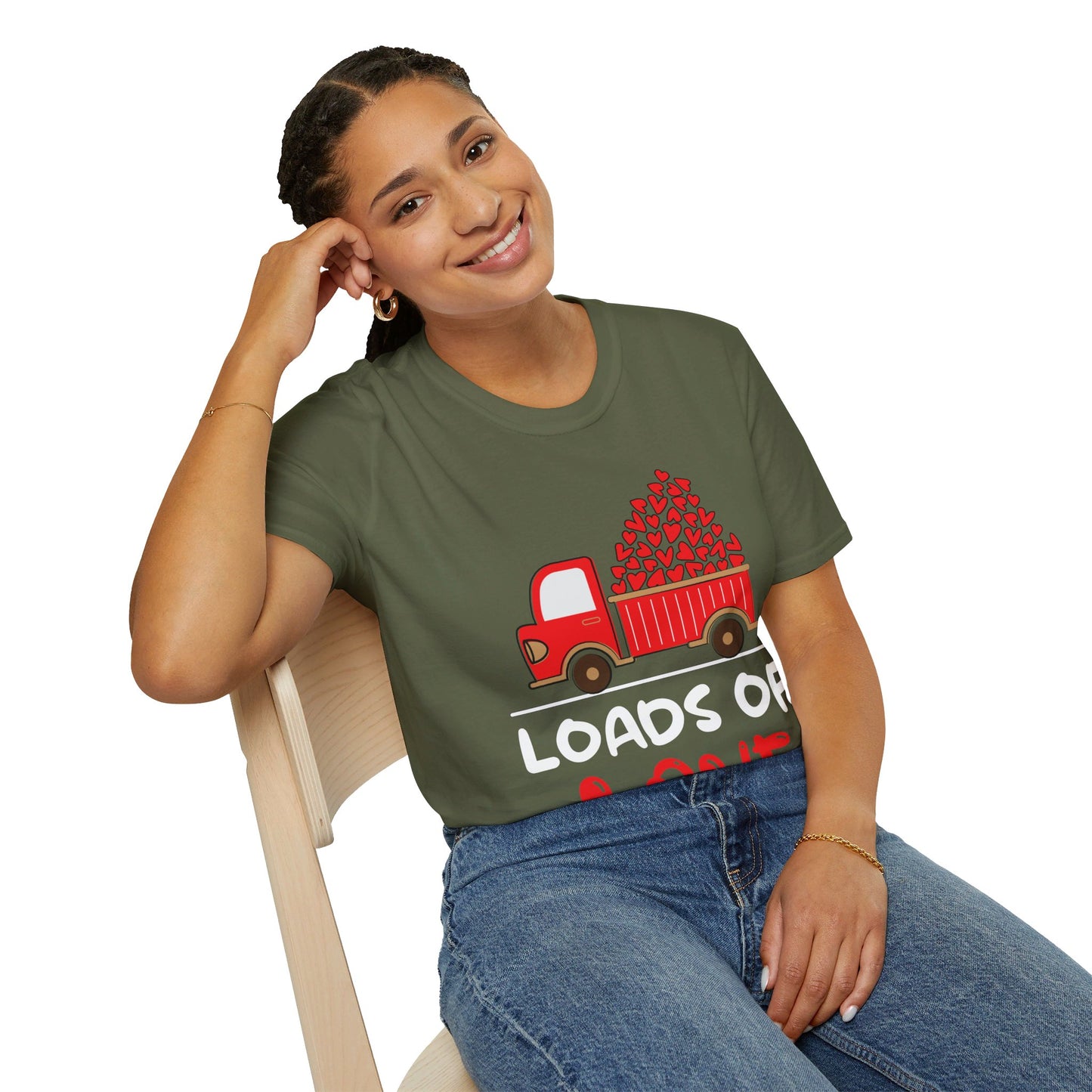 Funny Loads of Love Tractor Cute Valentines Day Truck T-Shirt