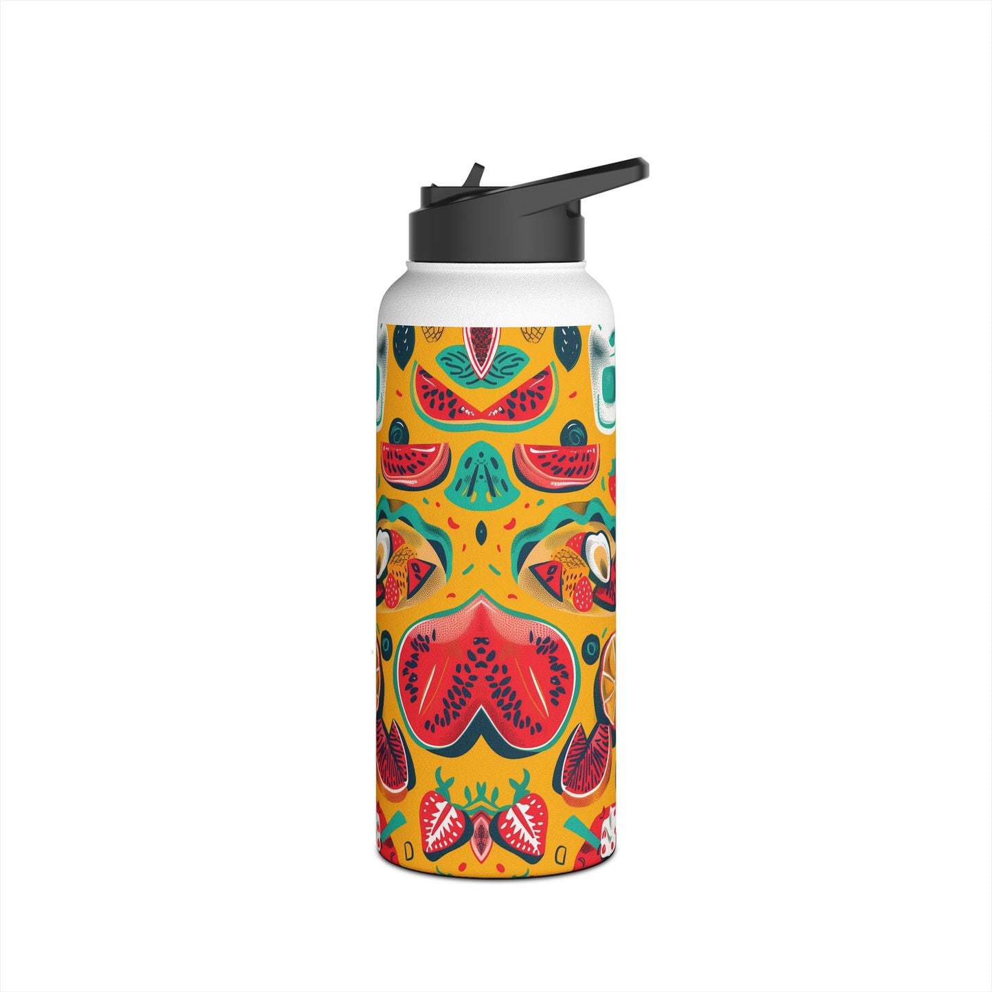 Food Paradise vibrant Colored Pattern Stainless Steel Water Bottle with Twist-on Lid and Double-Wall Vacuum Insulation