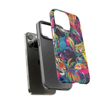 Animal Collage Pattern iPhone 13 14 15 16 Pro Max Plus Case Wireless Charging Compatible Tough Cases Protection, Magnetic Phone Case for iPhone Classic Series