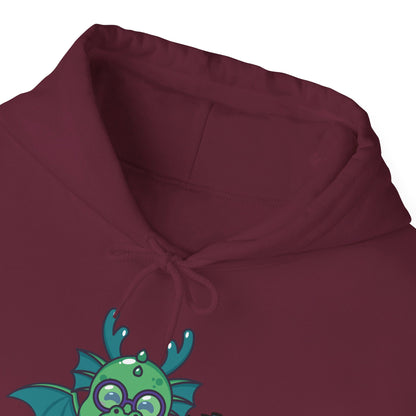 Funny Dragon and Books Nerds Cute Dragon Reading A Book Hoodie For Men Women Hoodie