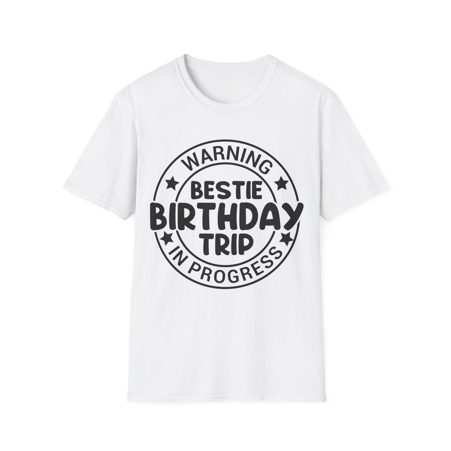 Funny Warning Bestie Birthday Trip In Progress Matching Gift BD T-Shirt