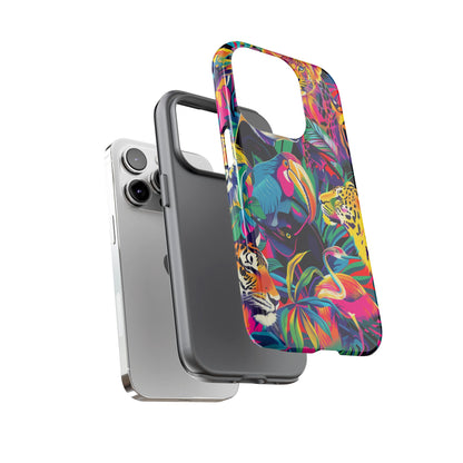 Animal Collage Pattern iPhone 13 14 15 16 Pro Max Plus Case Wireless Charging Compatible Tough Cases Protection, Magnetic Phone Case for iPhone Classic Series