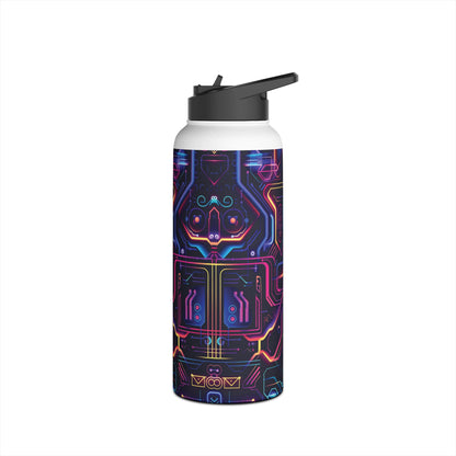 Cyberpunk Neon Vibrant Color Pattern Stainless Steel Water Bottle with Twist-on Lid and Double-Wall Vacuum Insulation