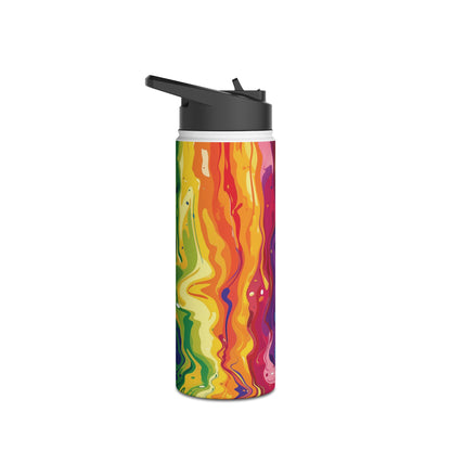 Rainbow Splash Vibrant Pattern Stainless Steel Water Bottle with Twist-on Lid and Double-Wall Vacuum Insulation