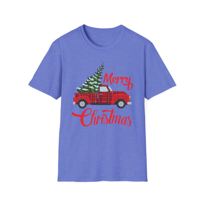 Merry Christmas Buffalo Plaid Red Truck Tree Xmas T-Shirt Men Women