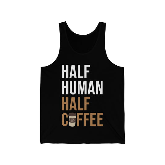 Funny Half Human Half Coffee Espresso caffeine Lovers Tank Top Men Women