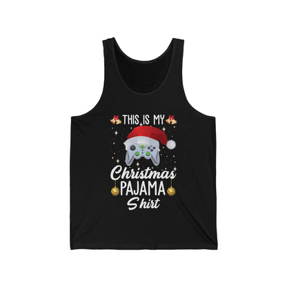 Funny This Is My Christmas Pajama Santa Hat Gamer Video Game Gaming Tank Tops