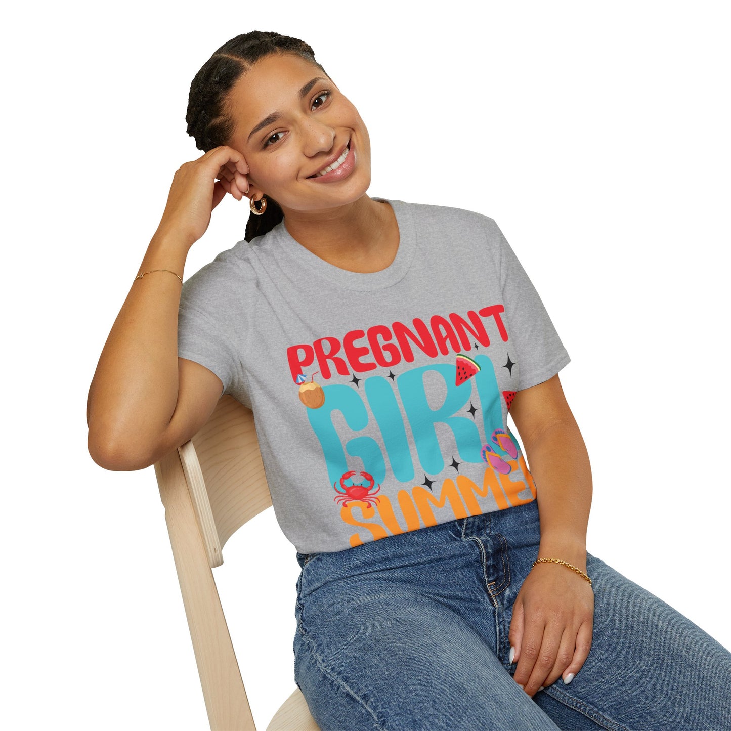 Groovy Pregnancy Reveal Pregnant Girl Summer T-Shirt For Baby Shower T-Shirt