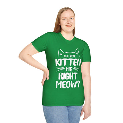 Funny Are You Kitten Me Right Meow T-Shirt Cat Joke Shirt Men Women