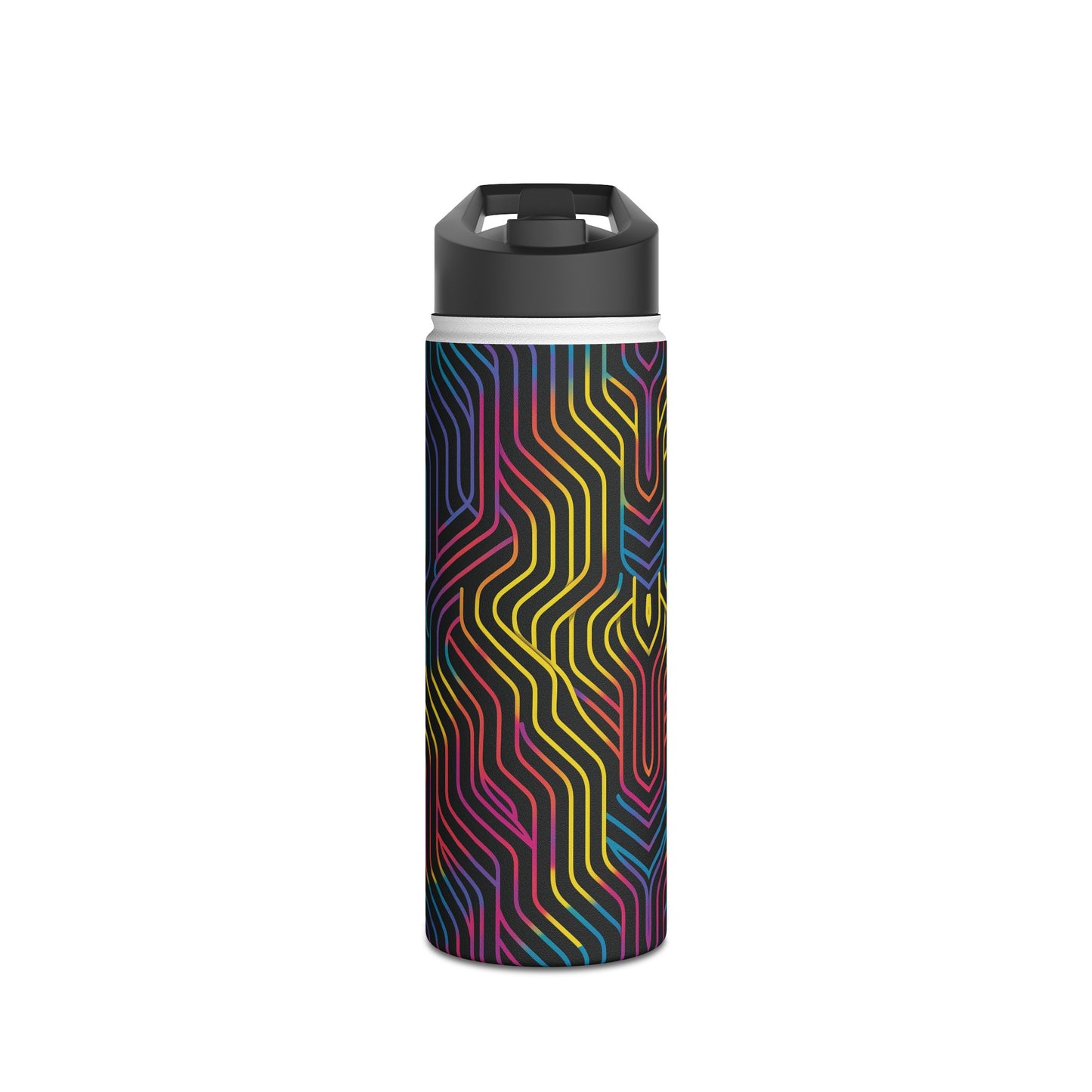 Geometric Illusion Vibrant Pattern Stainless Steel Water Bottle with Twist-on Lid and Double-Wall Vacuum Insulation