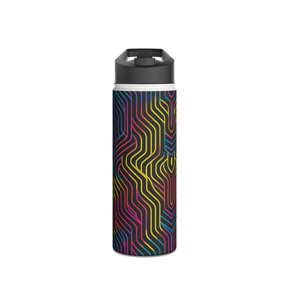 Geometric Illusion Vibrant Pattern Stainless Steel Water Bottle with Twist-on Lid and Double-Wall Vacuum Insulation