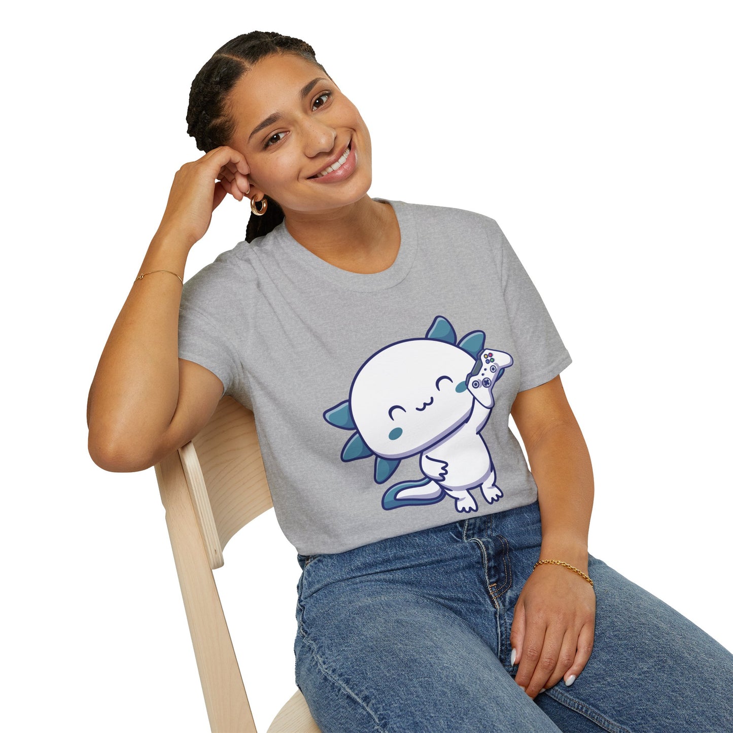 Funny Gamesolotl Gamer Axolotl Fish Playing Video Games Lizard Gaming T-Shirt Men Women