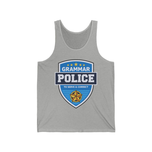 Grammar Police Badge To Serve and Correct Teacher Student Tank Top For Men Women