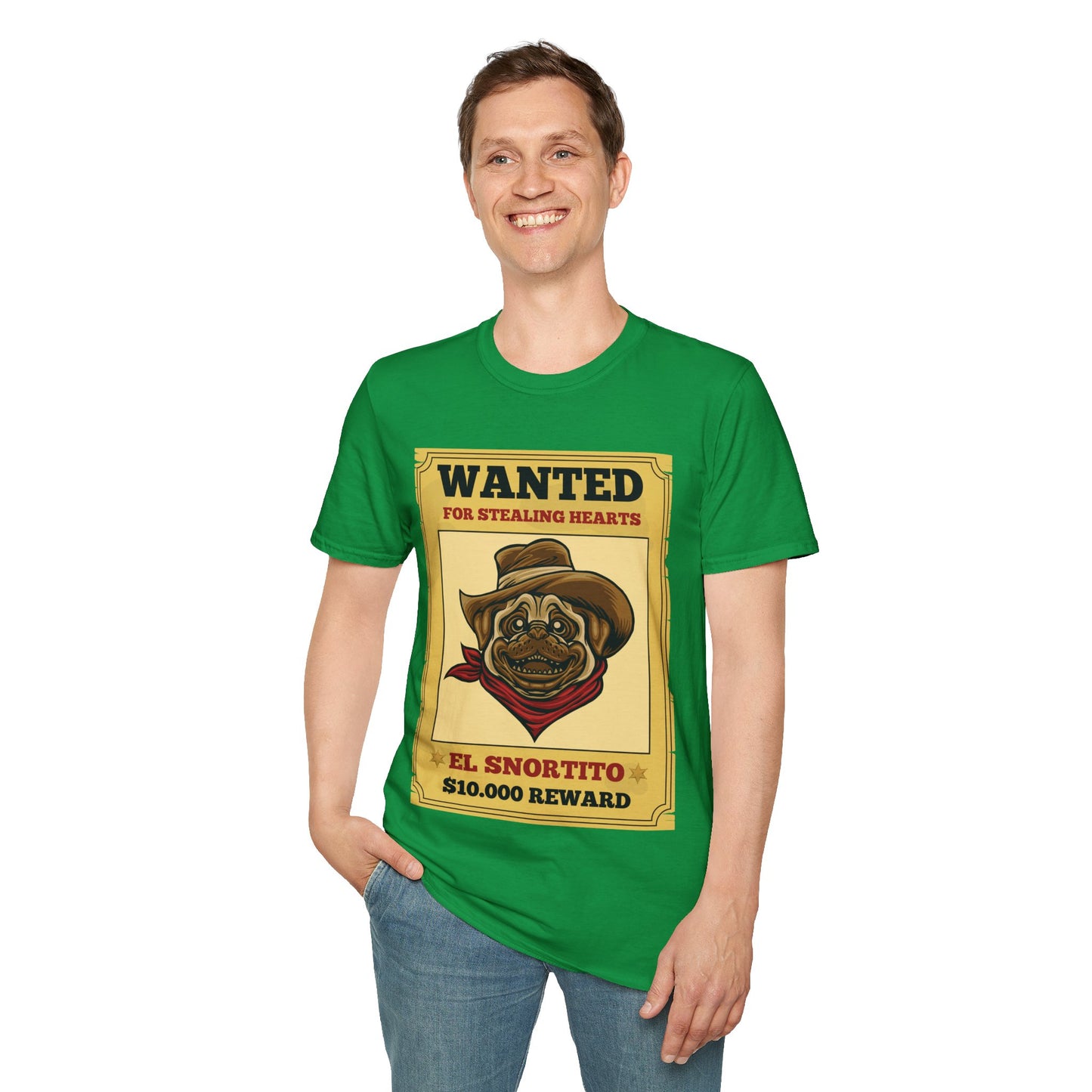 Vintage Pug Wanted Poster Cute Western Cowboy Funny Pug Dog T-Shirt For Men Women T-Shirt