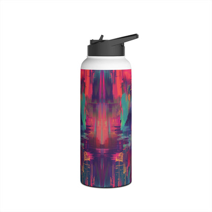 Glitch Art Pattern Stainless Steel Water Bottle with Twist-on Lid and Double-Wall Vacuum Insulation