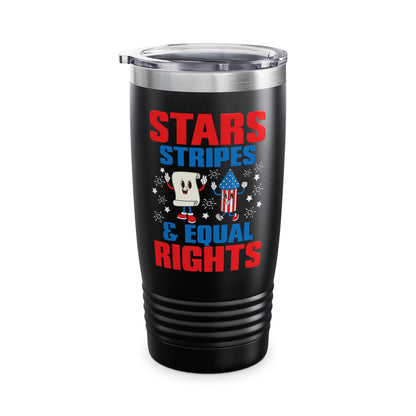 Stars Stripes & Equal Rights 4th Of July Retro Groovy Tumbler For Men Women Tumbler