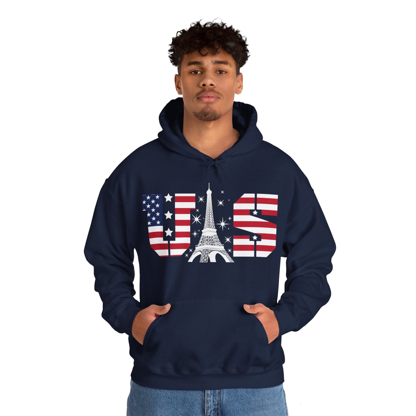 USA Eiffel Tower 2024 Summer Sports Patriotic Supporter Hoodie For Men Women Hoodie