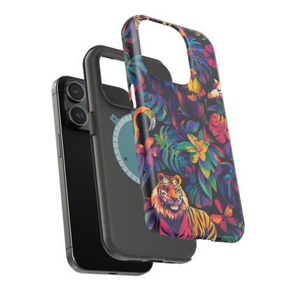 Animal Collage Vibrant Pattern iPhone 13 14 15 Pro Max Plus Case Compatible with MagSafe Tough Cases Protection, Magnetic Phone Case for iPhone  Classic Series