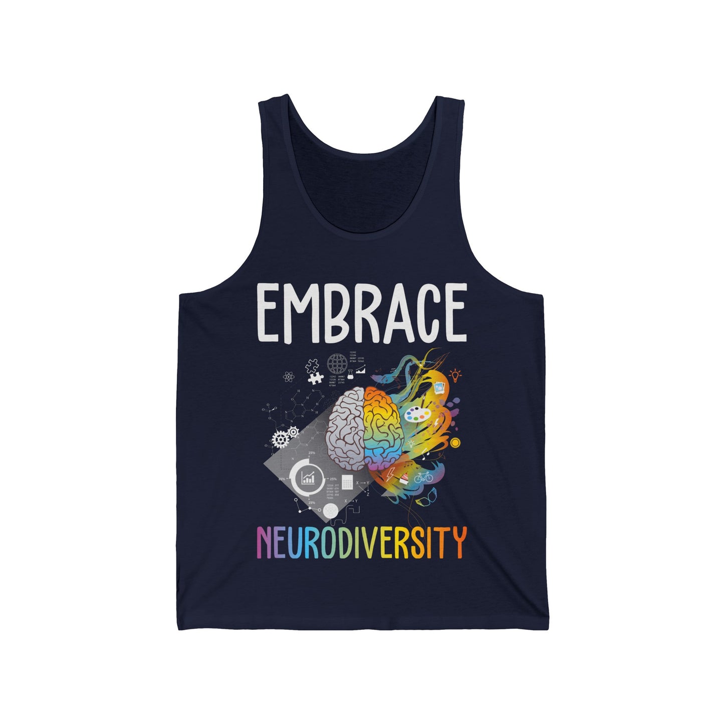 Neurodiversity Embrace ADHD Autism ASD Brain Tank Tops For Men Women Kids