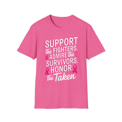Breast Cancer Awareness Support Fighters Admire Survivors T-Shirt For Men Women