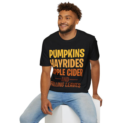 Pumpkins Hayrides Apple Cider & Falling Leaves Halloween T-Shirt Men Women