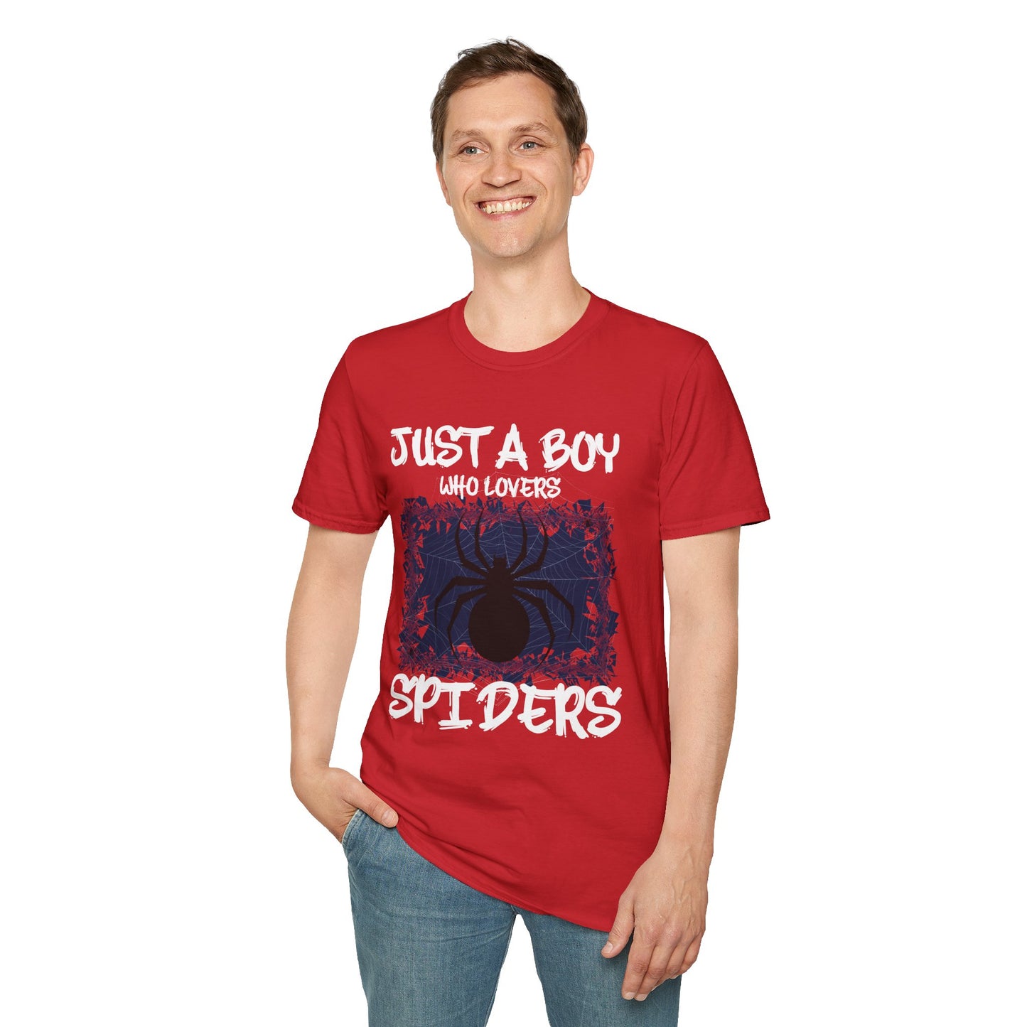 Just A Boy Who Loves Spiders Retro Spider Lover T-Shirt For Men Kids T-Shirt