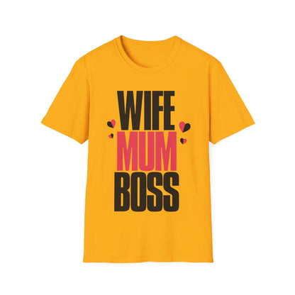 Womens Wife Mum Boss Mothers Day Mom Tshirt