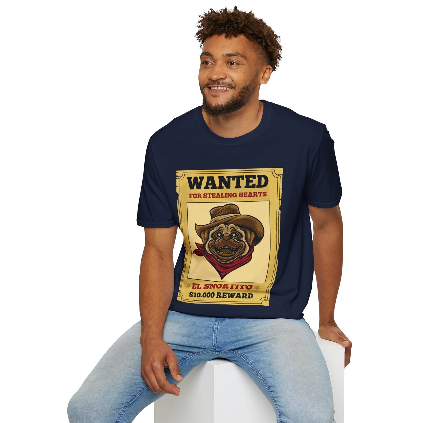 Vintage Pug Wanted Poster Cute Western Cowboy Funny Pug Dog T-Shirt For Men Women T-Shirt