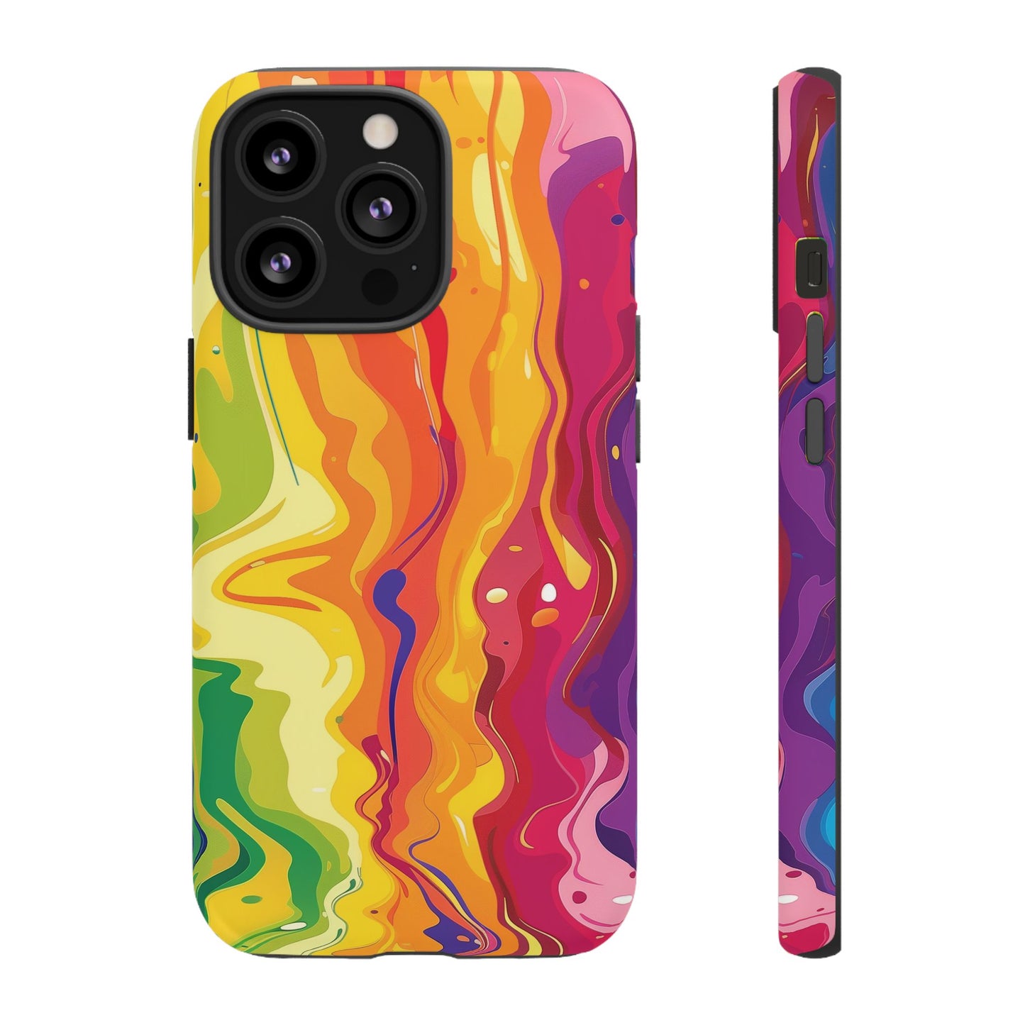 Rainbow Splash Vibrant iPhone 13 14 15 16 Pro Max Plus Case Wireless Charging Compatible Tough Cases Protection, Magnetic Phone Case for iPhone Classic Series