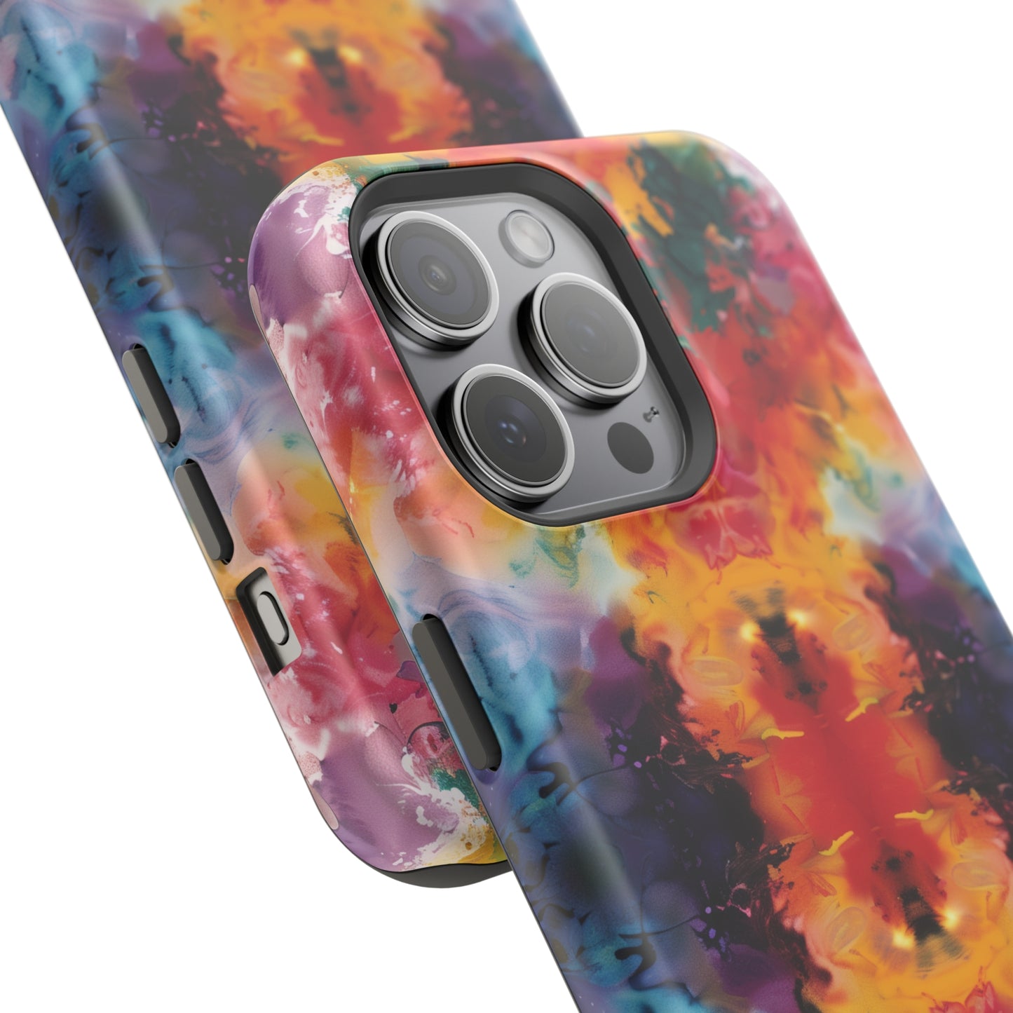 Tie-Dye Dream Vibrant Pattern iPhone 13 14 15 Pro Max Plus Case Compatible with MagSafe Tough Cases Protection, Magnetic Phone Case for iPhone  Classic Series