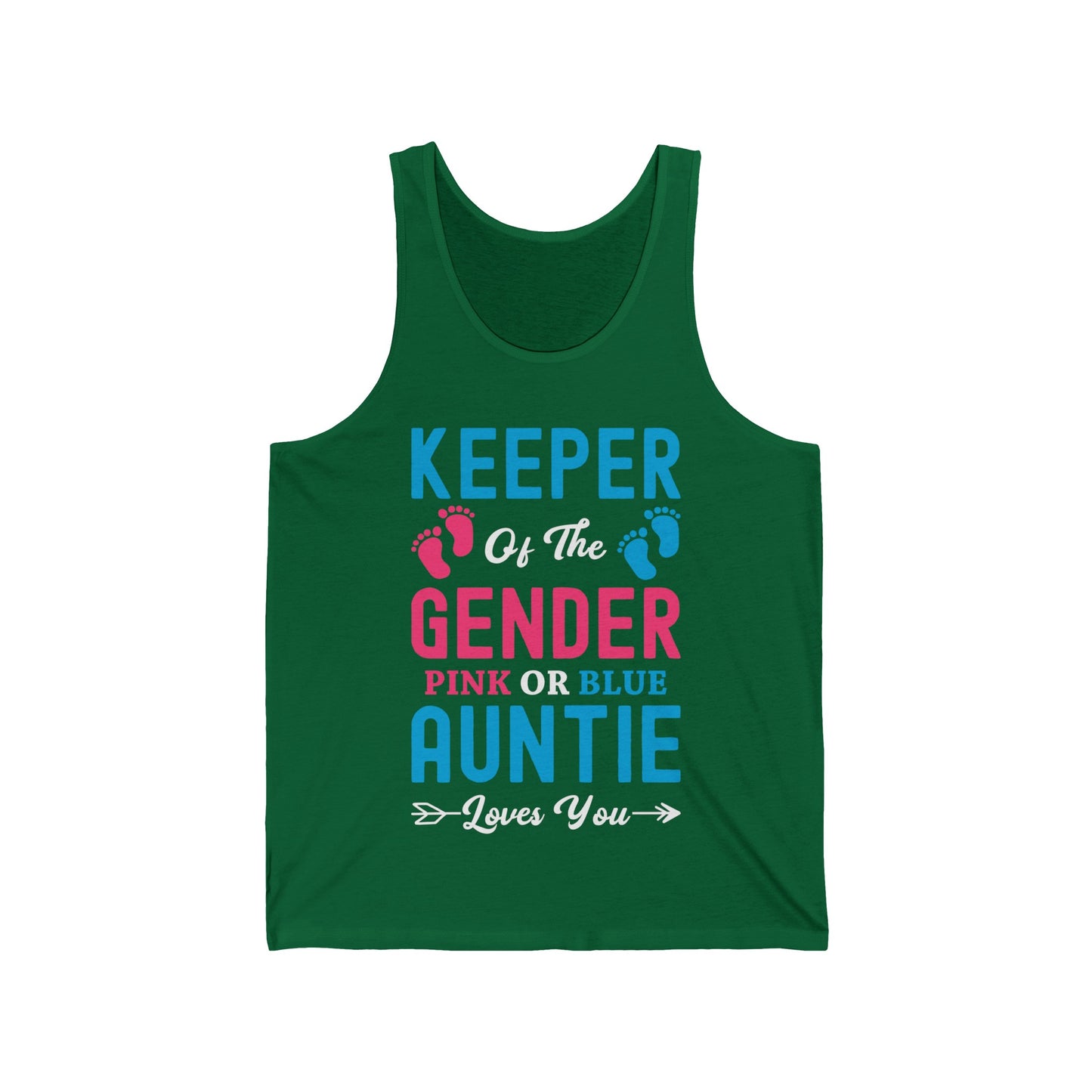 Womens Keeper Of The Gender Pink or Blue Auntie Loves You Tank Tops