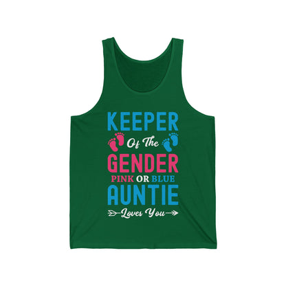 Womens Keeper Of The Gender Pink or Blue Auntie Loves You Tank Tops