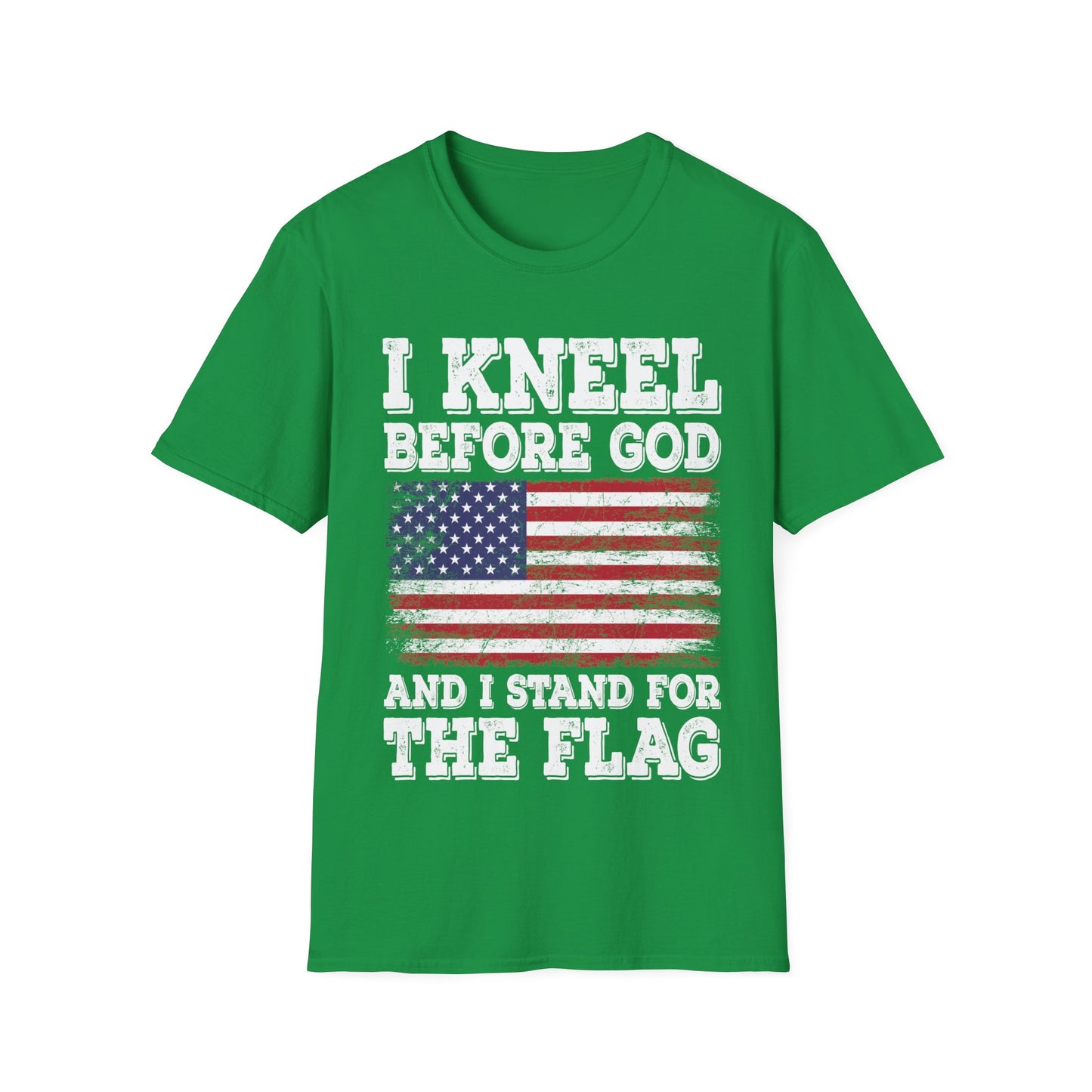 I Kneel Before God And I Stand For The Flag USA United States Flag T-Shirt