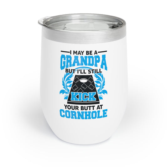 Funny Cornhole Grandpa Cornhole Grandfather Funny Ringneck Tumbler - Chill Wine