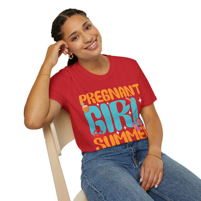 Groovy Pregnancy Reveal Pregnant Girl Summer T-Shirt For Baby Shower T-Shirt
