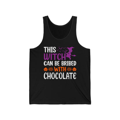 Funny Halloween This Witch Can Be Bribed With Chocolate Lovers Halloween Party Tank Top Girls Women