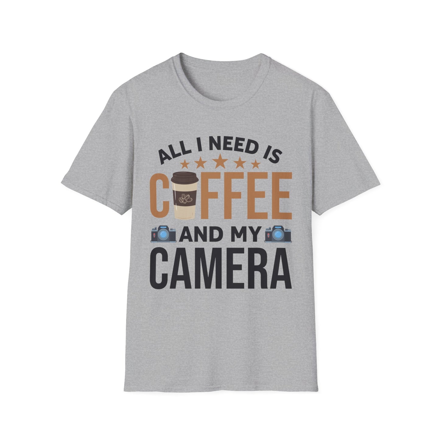 Photography Coffee T-Shirt All I Need is Coffee and My Camera Photographer Caffeine Lovers T-Shirt For Men Women Travelers