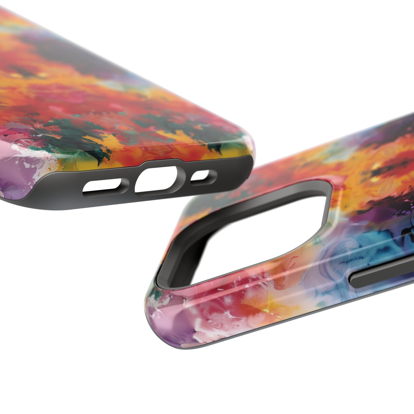 Tie-Dye Dream Vibrant Pattern iPhone 13 14 15 Pro Max Plus Case Compatible with MagSafe Tough Cases Protection, Magnetic Phone Case for iPhone  Classic Series