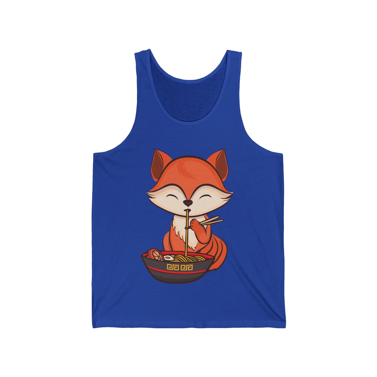 Fox Eating Ramen Kawaii Tee Japanese Cute Lovely Tank Top Men Women