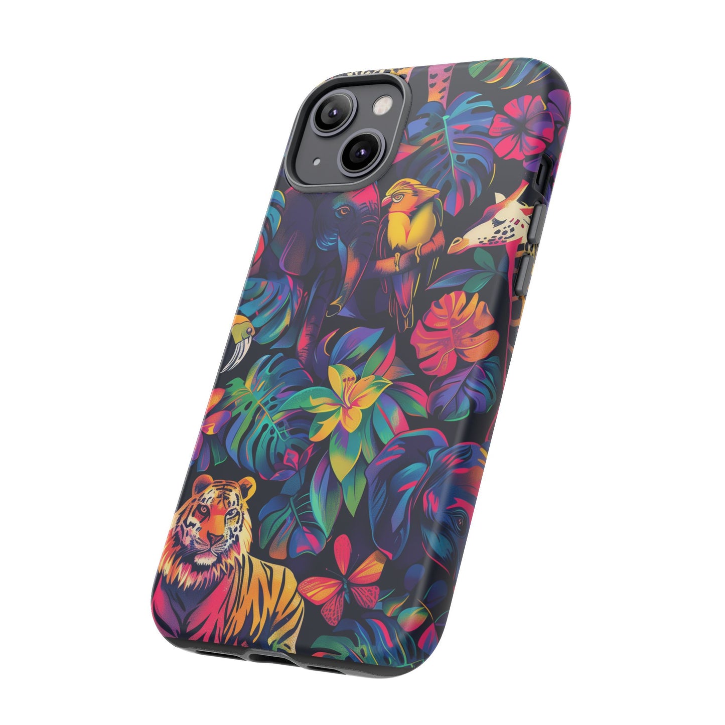 Animal Collage Vibrant Pattern iPhone 13 14 15 16 Pro Max Plus Case Wireless Charging Compatible Tough Cases Protection, Magnetic Phone Case for iPhone Classic Series