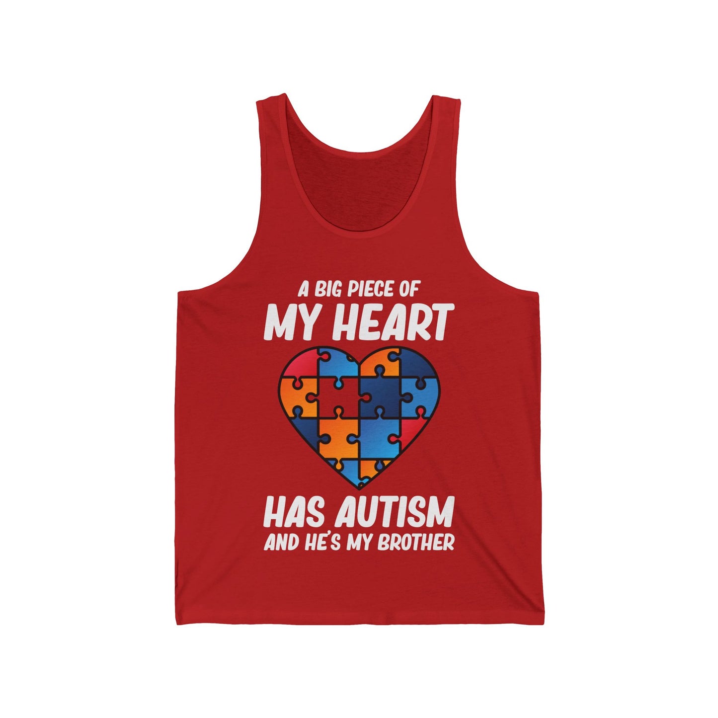 Big Peice Of My Heart Autism Awareness Sister Brother Autistic Kids Awareness Tank Top